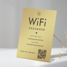 Gold WiFi Password Code Business Logo QR Code