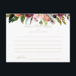 Gold Wild Feather Boho Tropical Floral Wedding Postkarte<br><div class="desc">Diese goldene Wildfeder boho tropischen Blumen Hochzeitsratenkarte ist perfekt für eine rustikale Hochzeit. Die Gestaltung umfasst handbemalte braune Wildfedern, bohgelbe, weiße, lila, rosa, rot-bordeauxfarbene Blume und blaue Beeren, die in hübschen Bouquets angeordnet sind. Diese Karten sind ideal für Hochzeiten, Brautparty, Babydusche, Graduiertenfest u.v.m. Personalisieren Sie die Karten mit den Namen...</div>