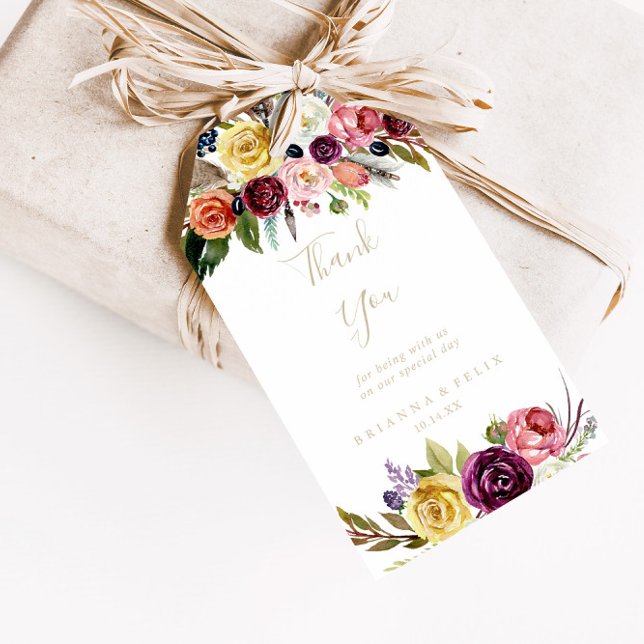 Gold Wild Feather Boho Tropical Wedding Vielen Dan Geschenkanhänger (Von Creator hochgeladen)