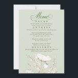 Gold Wildblumen Sage Green and Gold Wedding Menu Einladung<br><div class="desc">Handgezeichnet Goldkarten-Wildblumen mit eleganten modernen Salbei-Grün-Hochzeitskarten</div>