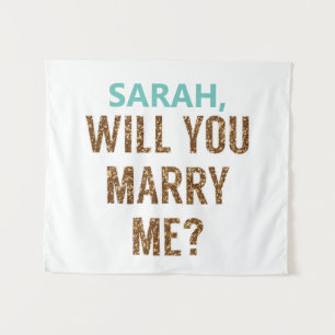 Gold Will You Marry Me? Hintergrund Heiratsantrag Wandteppich
