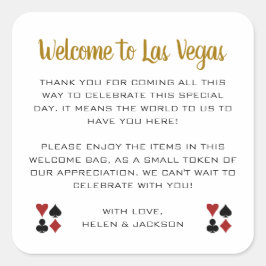 Gold Willkommen in Las Vegas Wedding Willkommensko Quadratischer Aufkleber