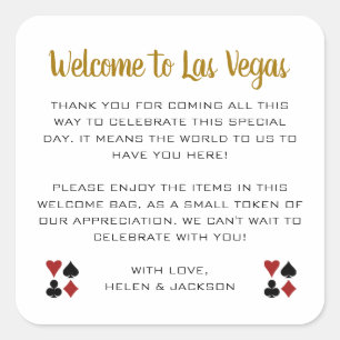 Gold Willkommen in Las Vegas Wedding Willkommensko Quadratischer Aufkleber