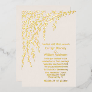 Gold Willows Ivory Wedding Foil Einladung