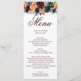 Gold Wine Burgundy Navy Blue Wedding Menu Menükarte