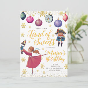 Gold Winter Nutcracker Invitation d'anniversaire