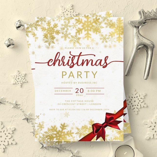 Gold Winter Wonder Company Weihnachten Einladung (Gold Winter Wonder Company Christmas Invitation)