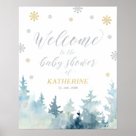 Gold Winter Wonderland Baby shower Affiche de bien