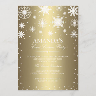 Gold Winter Wonderland Sweet 16 Invitation