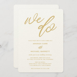 Gold Wir machen Script Beach Hochzeit Einladung