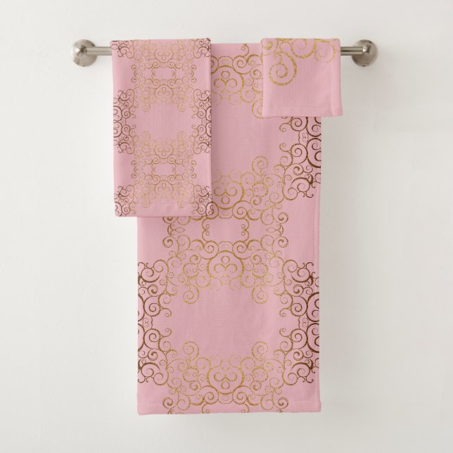 Gold Wirbel Arabesque Badhandtuch Set (Insitu)