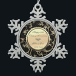 Gold Wirbel Diamond 50 Jahre Hochzeit Schneeflocken Zinn-Ornament<br><div class="desc">Elegante goldblütige Wirbel 50. Hochzeitstag Schmuck.</div>