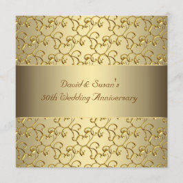 Gold Wirbel Gold 50. Hochzeitliches Party Einladung