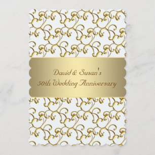 Gold Wirbel Gold 50. Hochzeitliches Party Einladung
