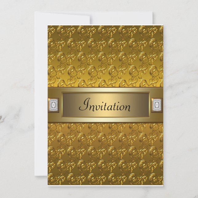 Gold Wirbel Gold Jeden Anlaß Party Template Einladung (Vorderseite)
