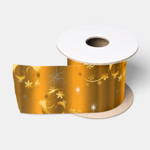 Gold Wirbel und Stars Lux Weihnachten Satinband