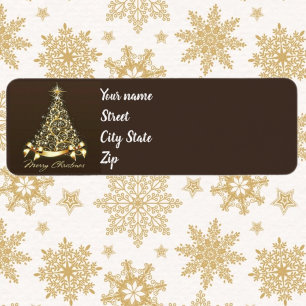 Gold Wirble Weihnachtsbaum-Rücksendeadresse