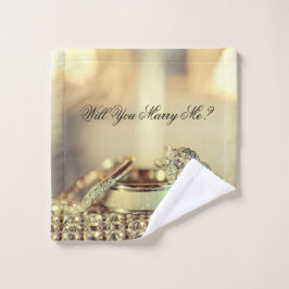Gold wird Sie heiraten Me Glitzer Vorschlag Skript Badhandtuch Set