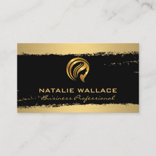Gold Woman Beauty Logo   Black Gold Brushed Visitenkarte