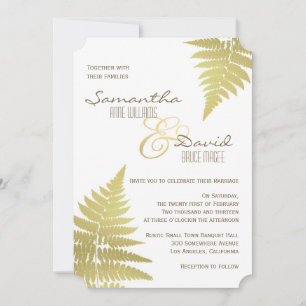 Gold Woodland Wedding Fern Einladung