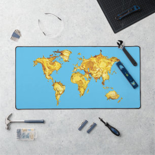 Gold World Blue Sea Computer Gamer Experte Schreibtischunterlage