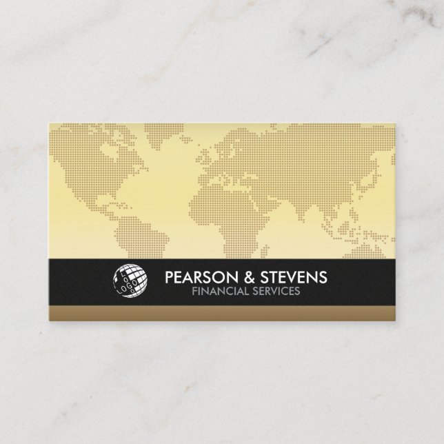 Gold World Map Business Finance Financial Visitenkarte (Vorderseite)