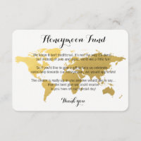 Gold World Map Honeymoon Fond Anfrage Hochzeitskar