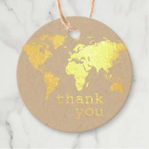 Gold World Map Reisethema Vielen Dank Geschenkanhänger