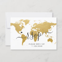 Gold World Map Reiseziel RSVP Karte