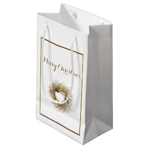 Gold Wreath Frohe Weihnachtsgeschenk-Tasche Kleine Geschenktüte