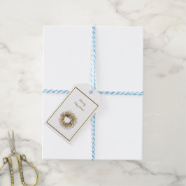 Gold Wreath Frohe Weihnachtsgeschenke Tags Geschenkanhänger