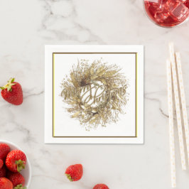 Gold Wreath Frohe Weihnachtszeitung Napkins Serviette