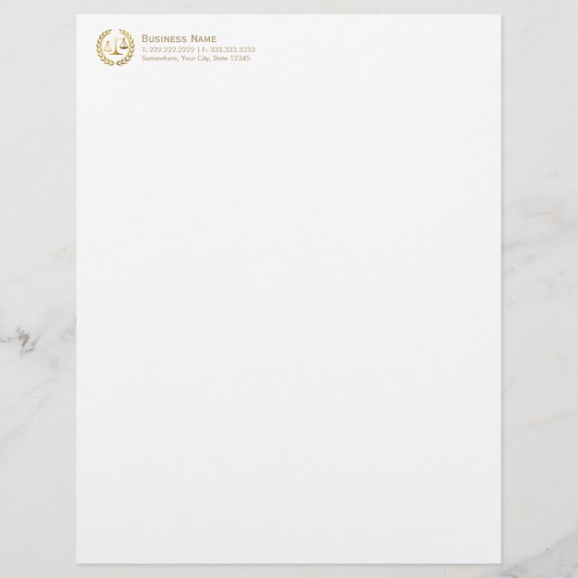 "Gold Wreath Scale of Justice Attorney Letterhead" Briefbogen (Vorderseite)