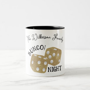 Gold-Würfel-Bunco-Abend Benutzerdefinierter Name Zweifarbige Tasse