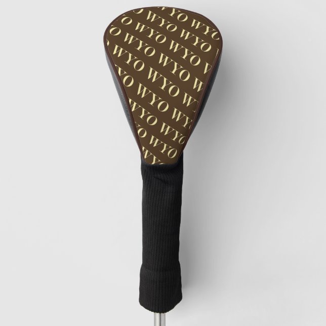 Gold Wyoming Text Pattern Golf Headcover (Vorderseite)