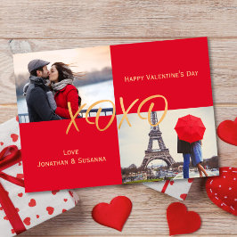 Gold XOXO Frohes Valentinstag Foto Feiertagskarte