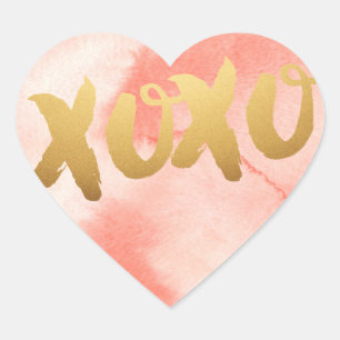 Gold XOXO Liebe Rosa Aquarellfarbe Aufkleber für 