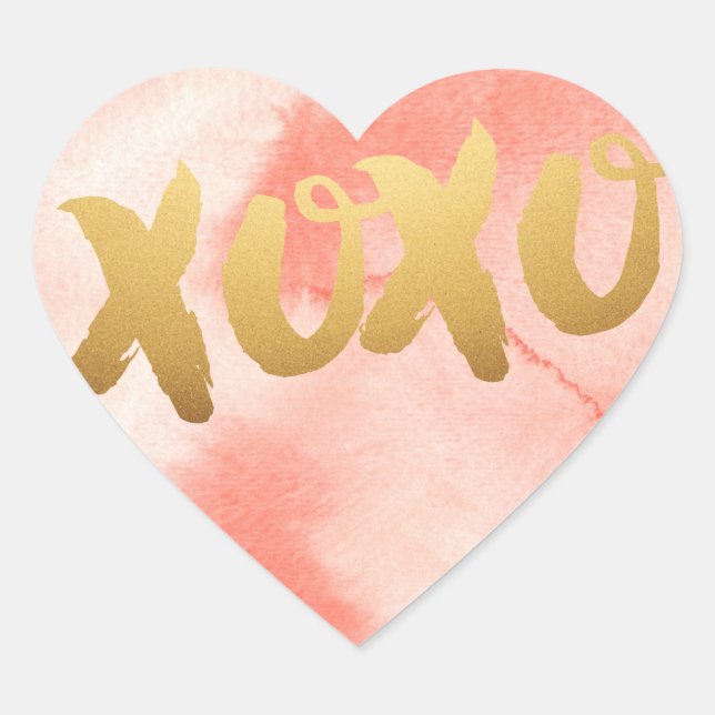 Gold XOXO Liebe Rosa Aquarellfarben Aufkleber für  (Vorderseite)