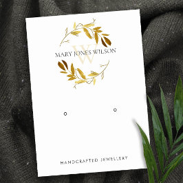 GOLD YELLOW FOLIAGE MONOGRAM EARRING DISPLAY LOGO VISITENKARTE