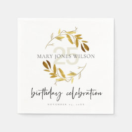 GOLD YELLOW FOLIAGE WREATH JEDES ALTER 25. GEBURTS SERVIETTE