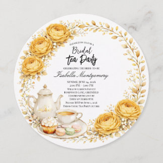 Gold Yellow Palette Tea Party Bridal Shower Einladung