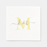Gold & YellowMonogram Swash Script White Cocktail