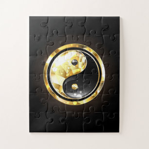 Gold Yin Yang auf schwarz