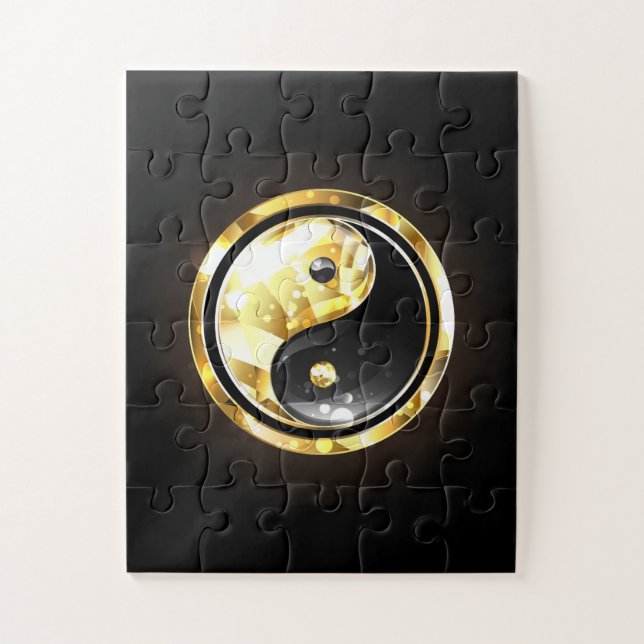 Gold Yin Yang auf schwarz (Vertikal)