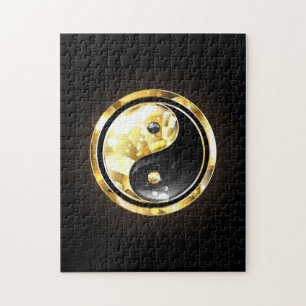 Gold Yin Yang auf schwarz