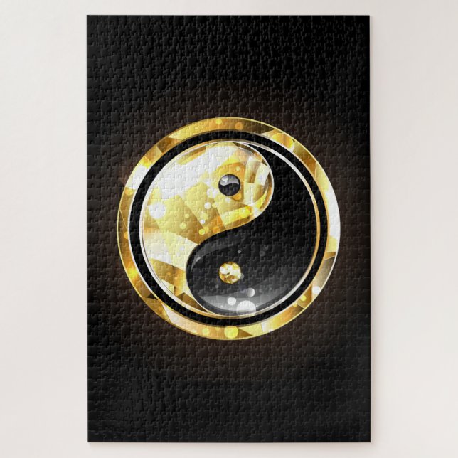Gold Yin Yang auf schwarz (Vertikal)