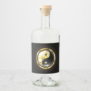 Gold Yin Yang auf schwarz Alkoholflaschenetikett