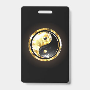 Gold Yin Yang auf schwarz Ausweis