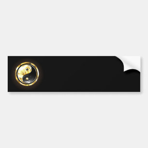 Gold Yin Yang auf schwarz Autoaufkleber