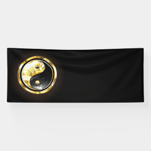 Gold Yin Yang auf schwarz Banner